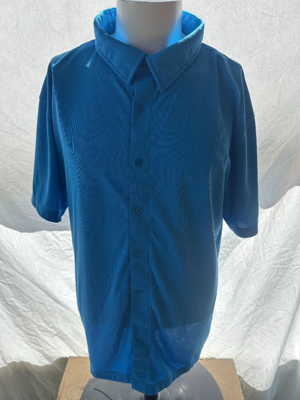 Palms Casino Men's Blue SS Button Front Shirt XL Polyester USA Design